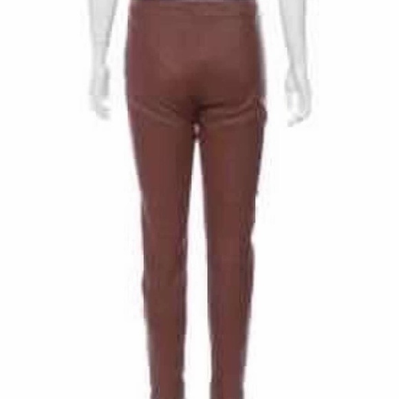 The Row Ellerton Brown Leather Ankle Zip Moto Leggings - Picture 5 of 9